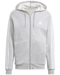 adidas - Fleece 3-stripes Full-zip Hoodie - Lyst