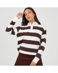 Brave Soul - Bs Rugby Style Long Sleeve Top With Stripe - Lyst