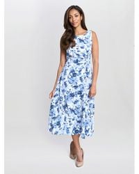 Gina Bacconi - Emmy Floral Print Midi Dress - Lyst