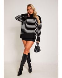 Missy Empire - High Neck Oversized Long Sleeve Jumper - Lyst
