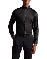Ted Baker - Ted Long Sleeve Stretch Satin Shirt - Lyst