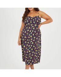 Brave Soul - Bs Plus Size Strappy Floral Midi Dress With Split Detail - Lyst