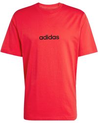 adidas - S Essentials Single Jersey Linear Embroidered Logo Red Linear 3xl - Lyst