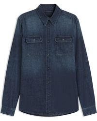 BOSS - Double Breasted Cotton Long Sleeve Denim Shirt - Lyst