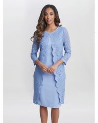 Gina Bacconi - Clarabelle Mock Lace Jacket Crepe Dress - Lyst