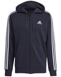 adidas - Essentials French Terry 3-stripes Full-zip Hoodie - Lyst