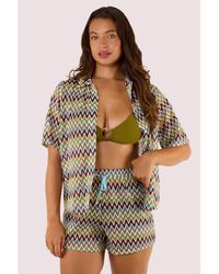 Wolf & Whistle - Kalahari Zig Zag Crochet Beach Shirt - Lyst