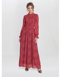 Gina Bacconi - Thea Sheered Long Sleeve Dress - Lyst
