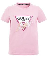 Guess - S Icon T-shirt Regular Fit Short Sleeve Think Pink Xl - Lyst