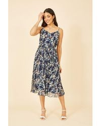 Mela London - Floral Strappy Pleated Midi Dress - Lyst