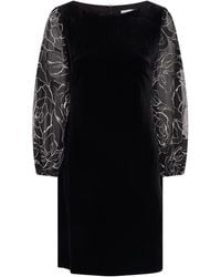 Gina Bacconi - Sky Velvet Dress With Sheer Sleeves - Lyst