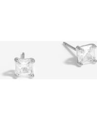 Jon Richard - Rhodium Plated Cubic Zirconia Square Stud Earrings - Lyst