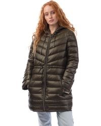DKNY - Zip Front Puffer Jacket With Cinched Waist - Lyst