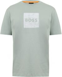 BOSS - Short Sleeve T-Shirt With Contemporary Stitched Logo - Lyst