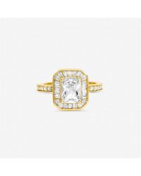 Jon Richard - Plated Emerald Cut Cubic Zirconia Ring - Lyst
