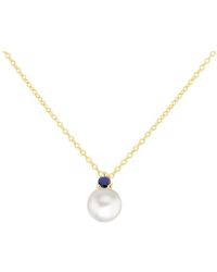 Be You - 9ct Pearl & Blue Cz Necklace - Lyst