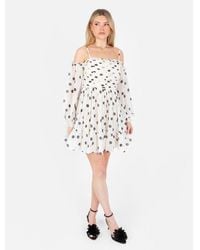 Anaya with love - Recycled Polka-Dot Bardot Maxi Sleeve Mini Dress - Lyst