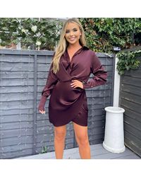 AX Paris - Satin Wrap Shirt Dress - Lyst
