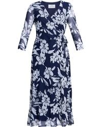 Gina Bacconi - Jan Floral Chiffon Wrap Midi Dress - Lyst