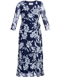 Gina Bacconi - Jan Floral Chiffon Wrap Midi Dress - Lyst