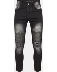 Brave Soul - Biker Jeans With Distressed Details - Lyst