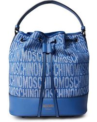Moschino - All-over Logo Denim Bucket Bag - Lyst