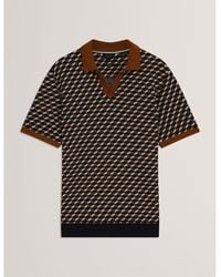 Ted Baker - Jacquard Short Sleeve Polo Shirt - Lyst