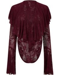 Norma Kamali - Plunge Lace Long-Sleeve Bodysuit - Lyst