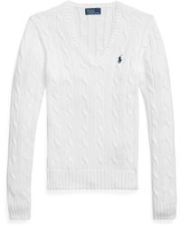 Polo Ralph Lauren - Cable-knit Cotton V-neck Jumper - Lyst