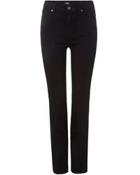 PAIGE Hoxton High Rise Straight Jeans In Black Shadow