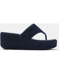 Fitflop - Platfforms Denim Wedge Toe-Post Sandals - Lyst