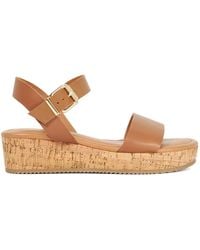 Dune - Lazered Leather Flatform Sandals - Lyst