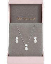 Jon Richard - Rhodium Crystal And Pearl Set - Lyst