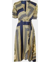 AX Paris - Khaki Scarf Print Wrap Midi Dress - Lyst