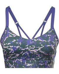 Reebok - Lux Speckle Modern Safari Strappy Medium Impact Sports Bra - Lyst