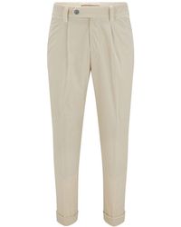 BOSS - H-Perin Pleat Corduroy Straight Leg Trousers - Lyst