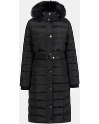 Firetrap - Longline Belted Hooded Long Sleeve Puffer Jacket - Lyst