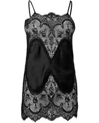 Norma Kamali - Bias Satin Lace Mini Dress - Lyst