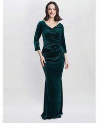 Gina Bacconi - Sophie Velvet Maxi Dress With 3/4 Sleeve - Lyst