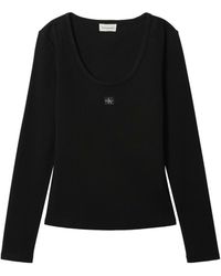 Calvin Klein - Woven Label Cotton Slim-Fit Long-Sleeve T-Shirt - Lyst