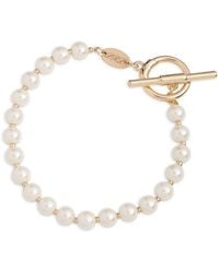 Ralph Lauren - Lauren Ralph Lauren Faux Pearl Logo Toggle Bracelet - Lyst