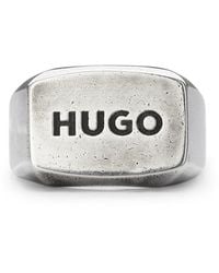 HUGO - Bold Logo Signet Ring - Lyst