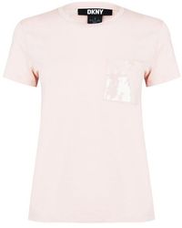 DKNY - Sequin Pocket T Shirt - Lyst