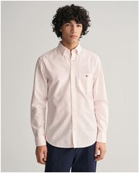 GANT - Banker Stripe Cotton Long Sleeve Oxford Shirt - Lyst