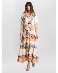 Gina Bacconi - Sarah Floral Print Shirt Dress - Lyst