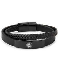 Team - Officially Licensed Stainless Steel And Leather Ip Bracelet - Lyst