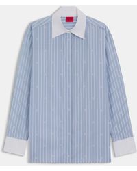 HUGO - Oversized-Fit Blouse With Stacked Logos - Lyst