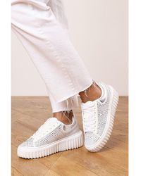 Where's That From - Lace Up Trainer With Diamante Pattern And Chunky Sole - Lyst