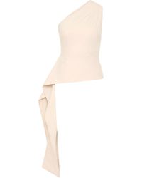 St. Agni - High Neck Draped Peplum Short Sleeve Crop Top - Lyst