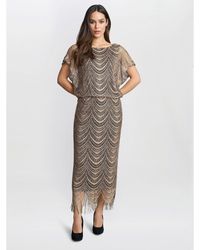 Gina Bacconi - Arleen Long Blouson Fringe Hem Dress - Lyst